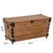 Vintiquewise Wooden Storage Trunk Bench with Wheels and Black Metal Accents Blanket & Linen Chest Decorative Organizer Entryway Seating Shoe Station or Bedroom Use for Pillows Throws & Extra Beddings